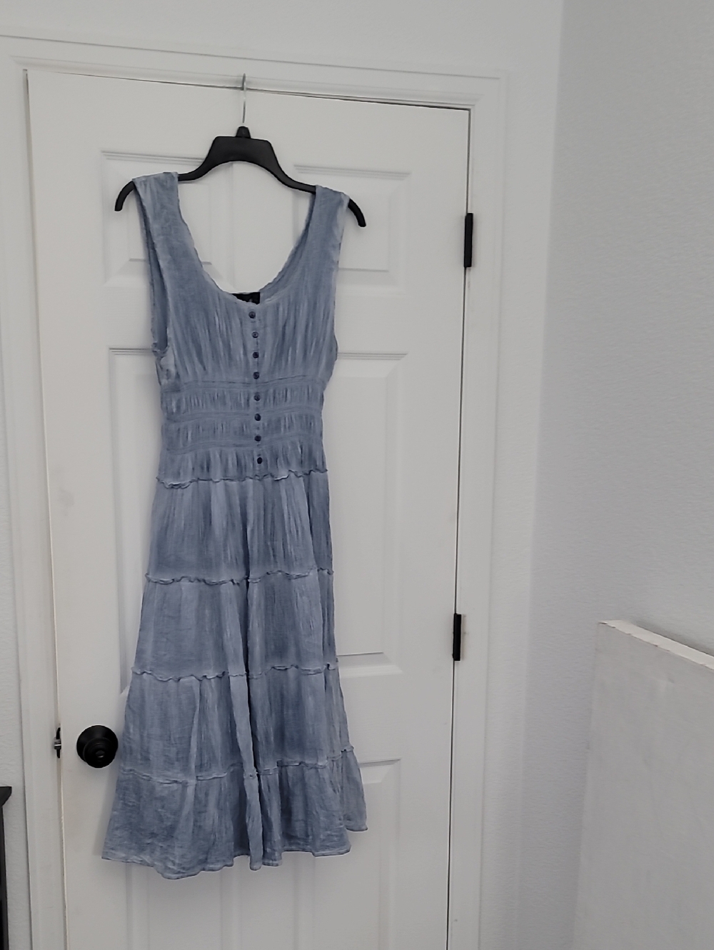 Sleeveless Tiered Maxi Dress in Soft Blue